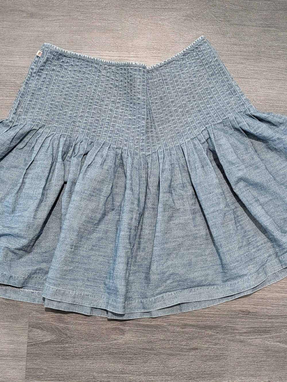 Lauren Ralph Lauren Smocked Waist Chambray A-Line Women's Skirt - Light Blue 14